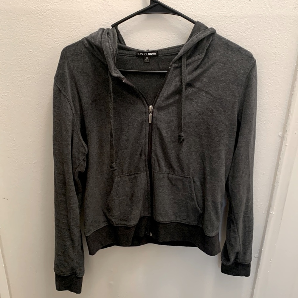 EUC Fashion Nova 2 piece Gray Sweatsuit